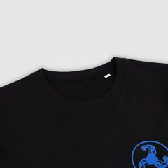 BLUE LOGO PUFF PRINT BLACK T-SHIRT